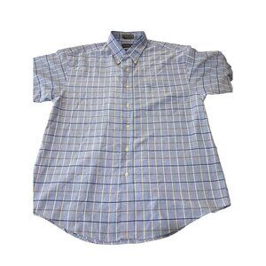 Van Heusen Men's Size L Shirt Oxford Plaid Short Sleeve